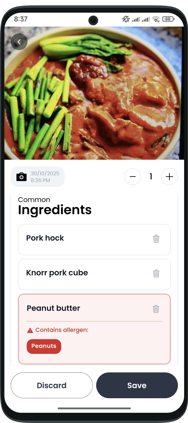 Nutritional Info Left