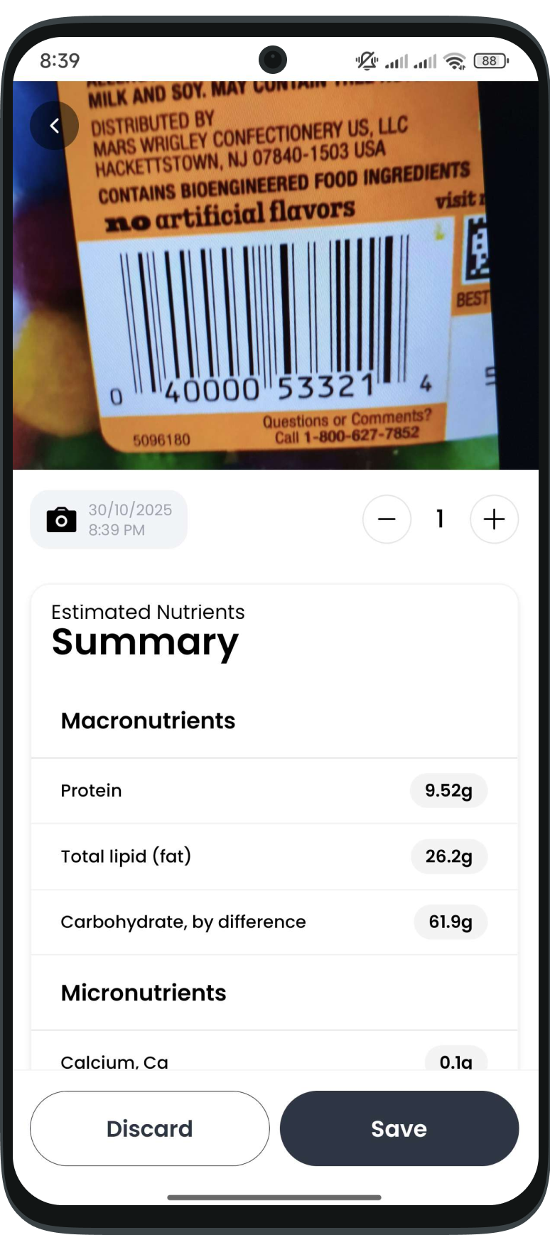 Nutritional Info Right